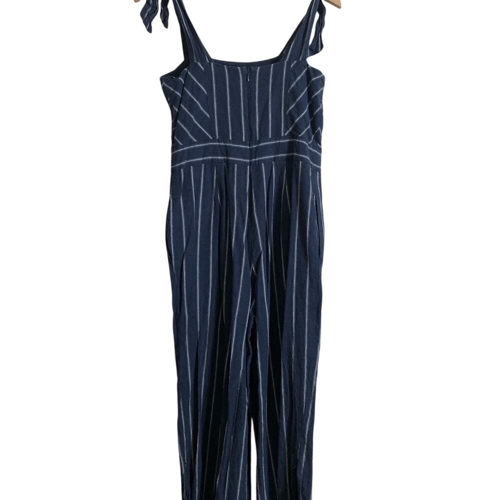 Rachel by Rachel Roy Kate Blue White Stripe Linen Tie Tank Romper Jumpsuit 6